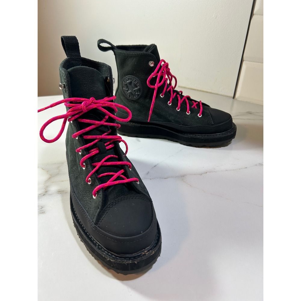 Converse Chuck Taylor All Star GR82 Black Suede Platform Boots Pink Laces Womens